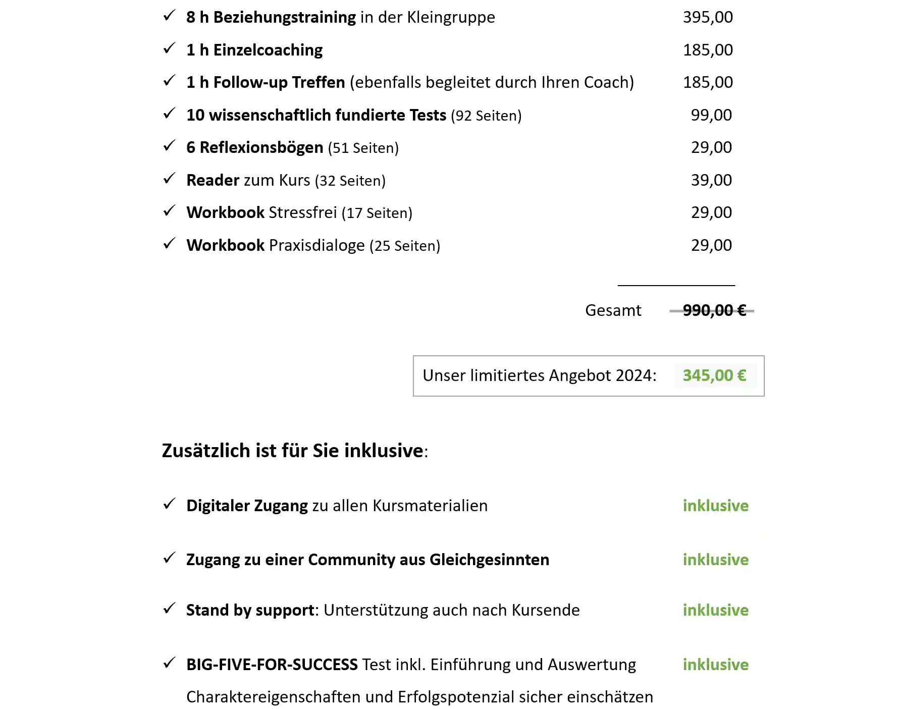 Kompaktkurs Erfolgreiche Lebensbeziehungen 2024 reduziert auf 345 Euro